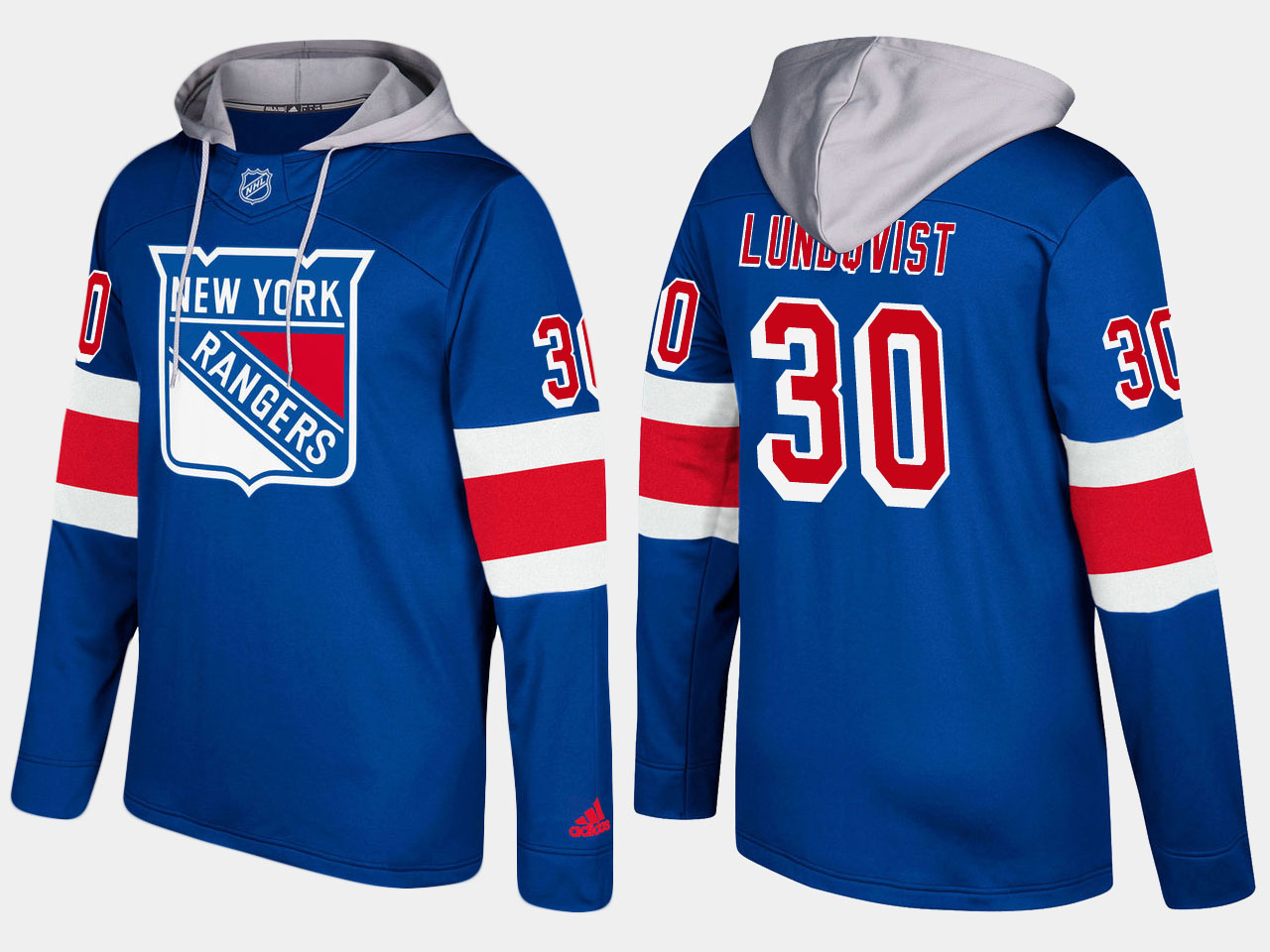 Men NHL New York rangers 30 henrik lundqvist blue hoodie